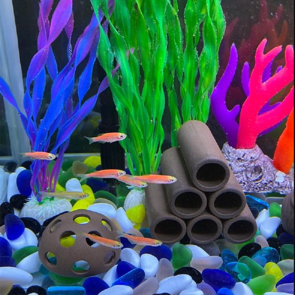 Fish Tank Decorations - Fish and Shrimp Breeding Hidden Cave - Brown Ceramic Pipe Habitat Reduces Stress on Aquatic Pets Encourages Spawning - Improves Aquarium Water Quality - 2pc - Image 6