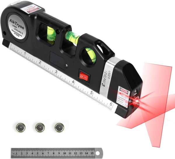 Laser Level Line Tool, Multipurpose Laser Level Kit Standard Cross Line Laser leveler Beam Tool with Metric Rulers 8ft/2.5M for Picture Hanging cabinets Tile Walls by AikTryee. - Image 8