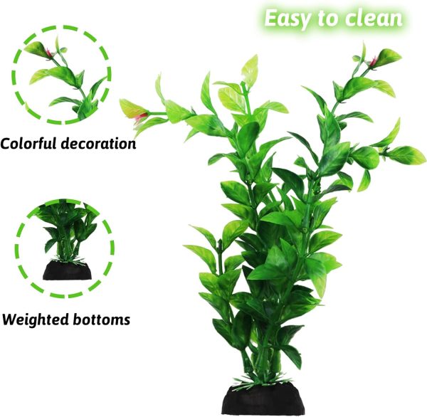 Fish Tank Accessories Green Plants, 10pcs Green Fish Tank Decorations, Aquarium Decor Plastic Plants - Image 3