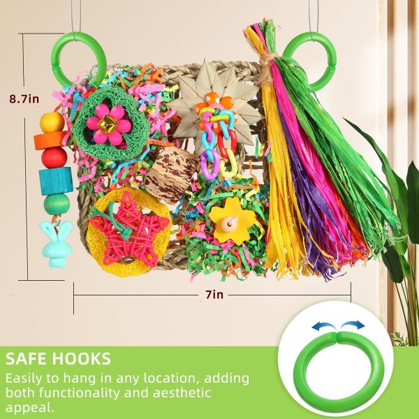 Bird Toys, Parakeet Toys Bird Foraging Toys Grass Mat Climbing Wall for Parakeet,Parrot,Cockatiel,Conure,Lovebird,Budgie Cage Small to Medium Birds (Warm Sun) - Image 5