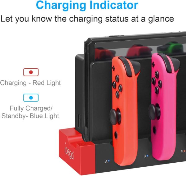 Charging Dock Station for Joycon Nintendo Switch & OLED - Charges Up to 4 Controllers, Compatible with Switch and Switch OLED Model - Image 5