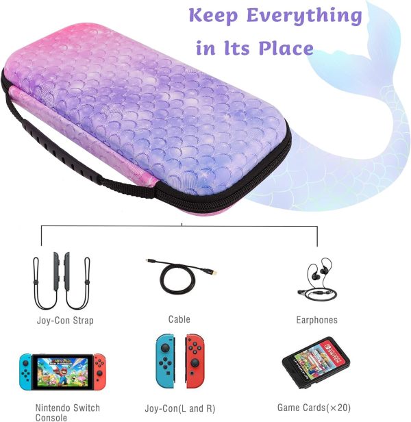 homicozy Purple Mermaid Hard Carrying Case for Nintendo Switch,Soft TPU Protective Case Cover with Portable Travel Case Compatible with Nintendo Switch for Girls - Image 5