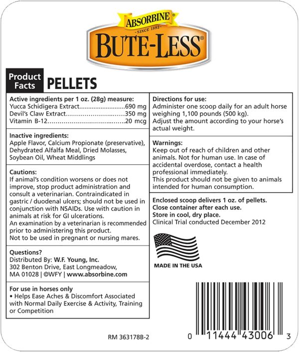 Absorbine Bute-Less Comfort & Recovery Supplement Pellets, Healthy Inflammatory Response, 5 lb / 80 Day Supply - Image 2