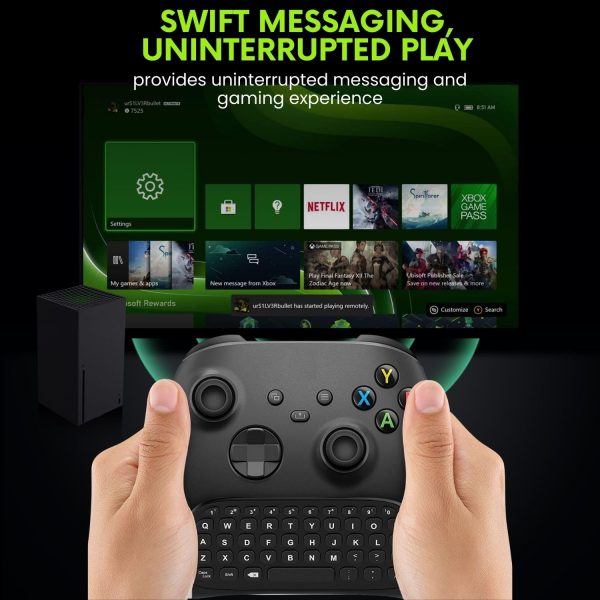 TNP Wireless Chatpad for Xbox One Controller - 2.4Ghz Black Mini Text Messenger Chat Pad for Xbox One, Controller Keyboard Attachment Accessory - Image 8