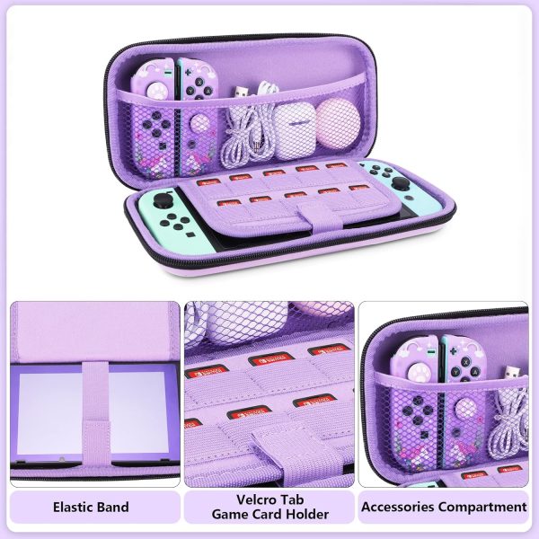 homicozy Cute Unicorn Protection Case for Nintendo Switch,Purple Hard Carrying Case with Soft TPU Protective Cover and Protection Acessories Compatible with Nintendo Switch for Girls - Image 5