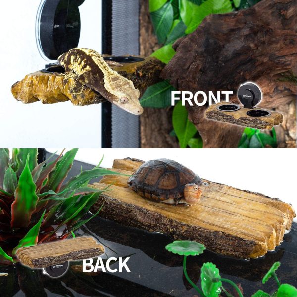 REPTI ZOO Turtle Basking Platform or Reptile Feeding Ledge with Suction Cup, Resin Flat Ramp for Turtle Reptile Chameleon Use - Image 4