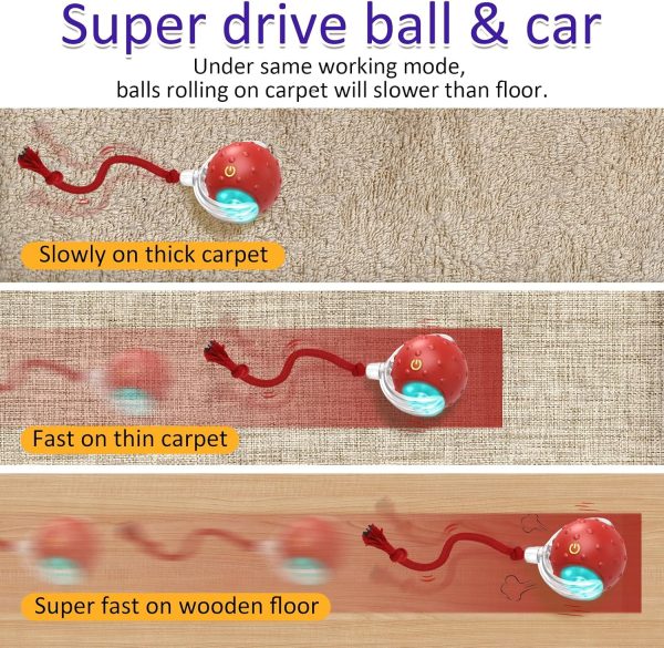 Interactive Cat Toys Ball for Indoor Cats Fast Rolling on Carpet, Chirping & Motion Activate Cat Toys (Red) - Image 2