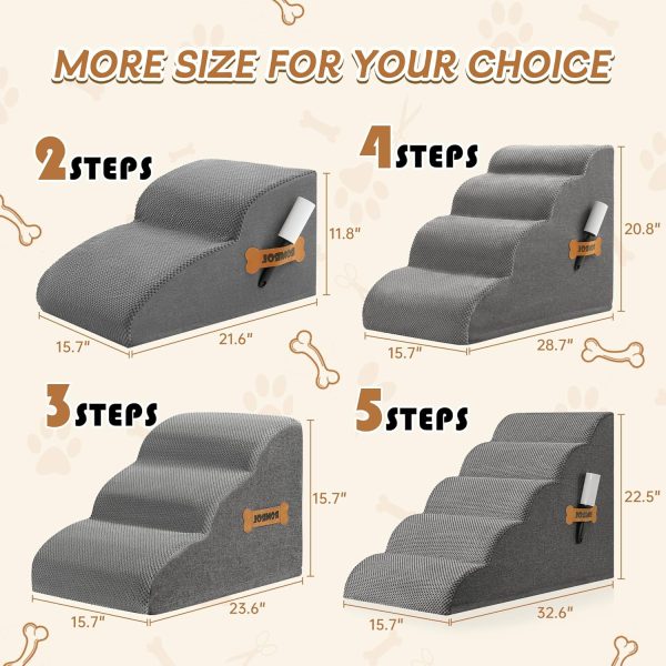 Romrol Dog Stairs Ramp for Beds Couches, Extra Wide Pet Steps with Durable Non-Slip Waterproof Fabric Cover, Dog Slope Stairs for Small Dogs and Cats or Pets Friendly, 3-Tiers - Image 5