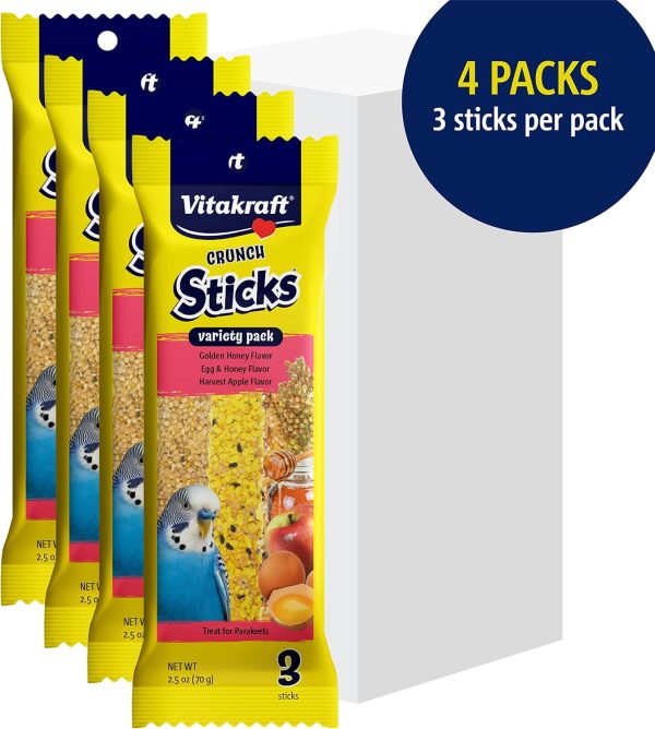 Vitakraft Crunch Sticks Parakeet Treat - Honey, Egg, and Apple- Pet Bird Treat Toy - Multi Variety Pack of 12 Sticks… - Image 8