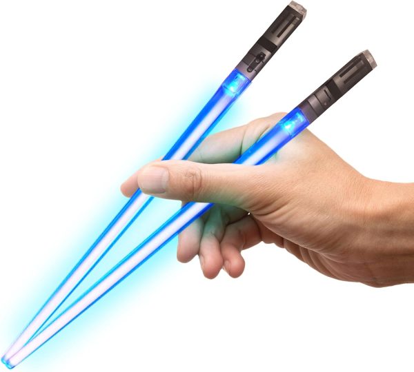 Lightsaber Chopsticks Light Up - LED Glowing Light Saber Star Wars Chop Sticks - Reusable Sushi Lightup Sabers Chopstick Set Of 1 Blue Pair - Image 4