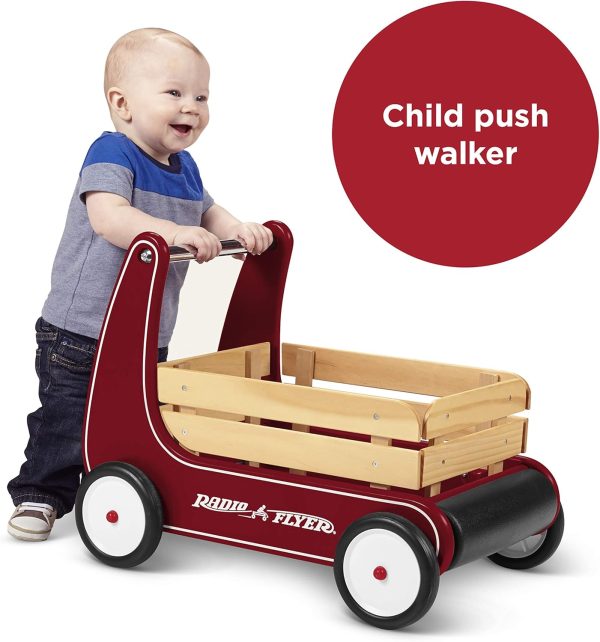 Radio Flyer Classic Walker Wagon, Sit to Stand Toddler Toy, Wood Walker, For Ages 1-4, Red - Image 3