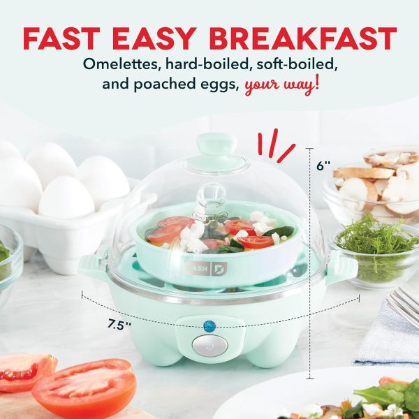 DASH Rapid Egg Cooker: 6 Egg Capacity Electric Egg Cooker for Hard Boiled Eggs, Poached Eggs, Scrambled Eggs, or Omelets with Auto Shut Off Feature - Aqua, 5.5 Inch (DEC005AQ) - Image 2