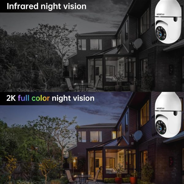 WESECUU Light Bulb Security Camera -5G& 2.4GHz WiFi 2K Security Cameras Wireless Outdoor Motion Detection and Alarm,Two-Way Talk,Color Night Vision,Human Detection, Bulb Camera Compatible with Alexa - Image 4