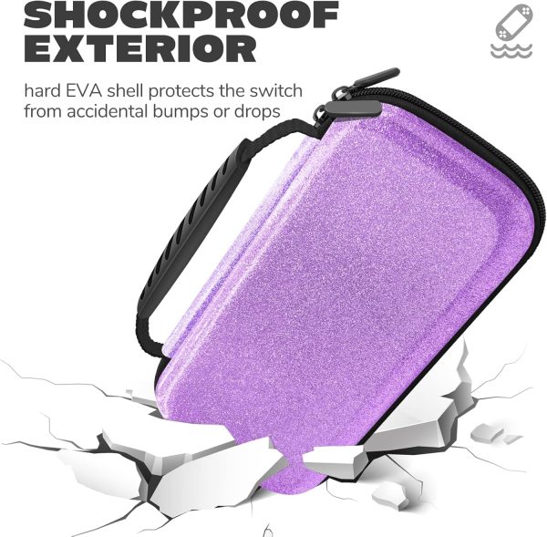 Glitter Carrying Case for Nintendo Switch and Switch OLED Console,Purple Hard Travel Case Shell Pouch for Nintendo Switch Console & Accessories,Protective Carry Case Compatible with Nintendo for Girls - Image 8