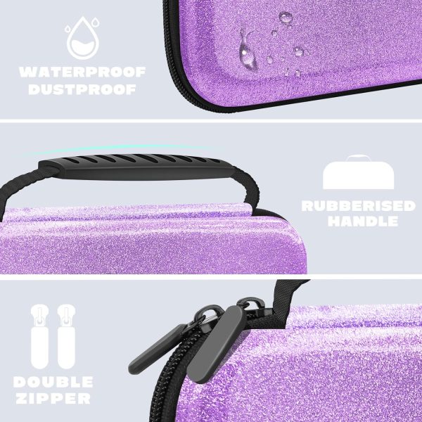 Glitter Carrying Case for Nintendo Switch and Switch OLED Console,Purple Hard Travel Case Shell Pouch for Nintendo Switch Console & Accessories,Protective Carry Case Compatible with Nintendo for Girls - Image 5