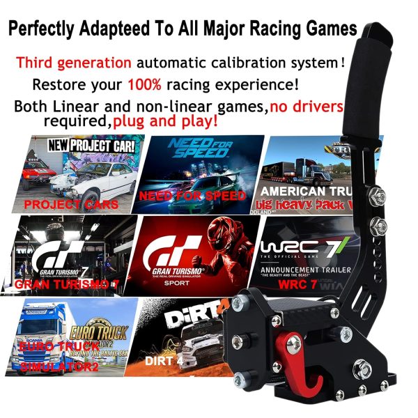 Obokidly Upgrade USB Handbrake Support G920 Compatible With XBOX ONE/XBOX ONE S For Simracing Game Sim Rig With Clamp Also Suitable For PC (Black) - Image 3