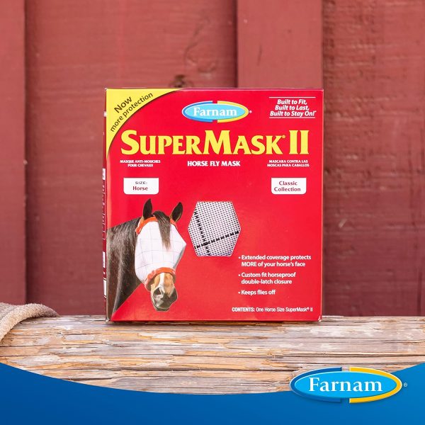 SuperMask II Fly Mask Without Ears for Average Size Horses, Full Face Coverage and Eye Protection from Insect Pests, Structured Classic Styling Mesh with Plush Trim, Horse Size - Image 7