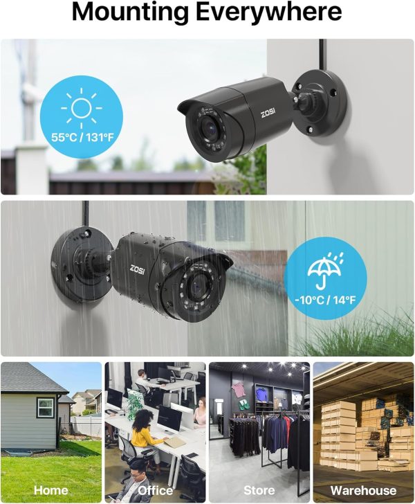 ZOSI 3K Lite Security Camera System with AI Human Vehicle Detection,H.265+ 8CH HD TVI Video DVR Recorder with 4X HD 1920TVL 1080P Indoor Outdoor Weatherproof CCTV Cameras,Remote Access,1TB Hard Drive - Image 7