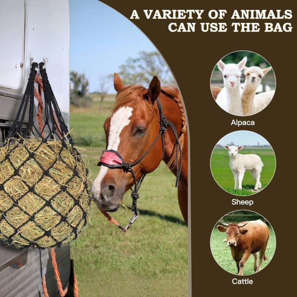 2PCS Hay Net for Horses,Slow Feed Hay Bag for Horses Goat Sheep,Hanging Hay Feeder Bag for Horses Stable Stall Paddock Rest Toy - Image 3