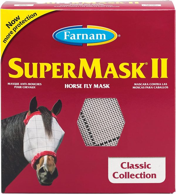 SuperMask II Fly Mask Without Ears for Average Size Horses, Full Face Coverage and Eye Protection from Insect Pests, Structured Classic Styling Mesh with Plush Trim, Horse Size - Image 10