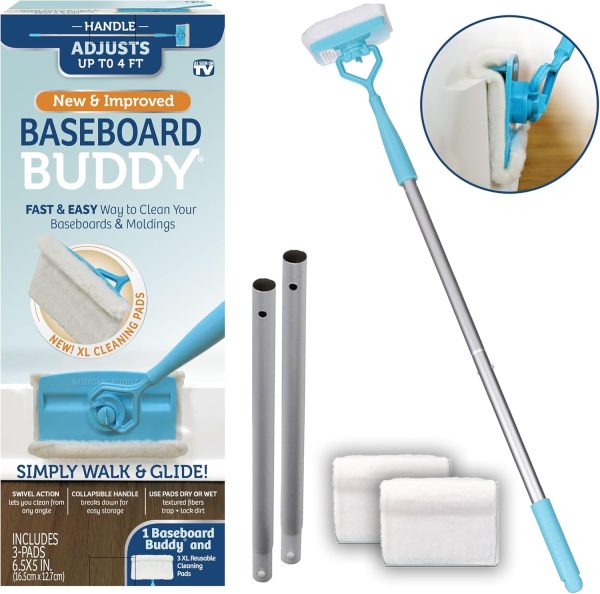 Baseboard Buddy – Baseboard & Molding Cleaning Tool! Includes 1 Baseboard Buddy and 3 Reusable Cleaning Pads, As Seen on TV