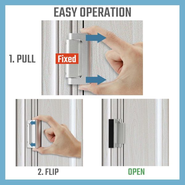 3PACK Home Security Door Reinforcement Lock Childproof, Add High Security to Home Prevent Unauthorized Entry, Aluminum Construction Finish, Silver - Image 6