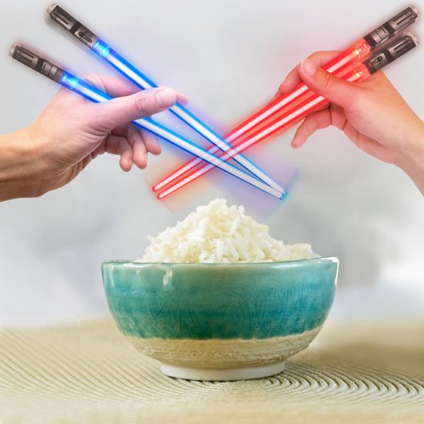 Lightsaber Chopsticks Light Up, Star Wars Chopsticks Light Up, Mini Lightsaber, Fun Chop, Cool Chopsticks, Light Saber Chopsticks, Led Chopsticks, 2 PAIRS, Blue Red (Glossy Tips) - Image 3