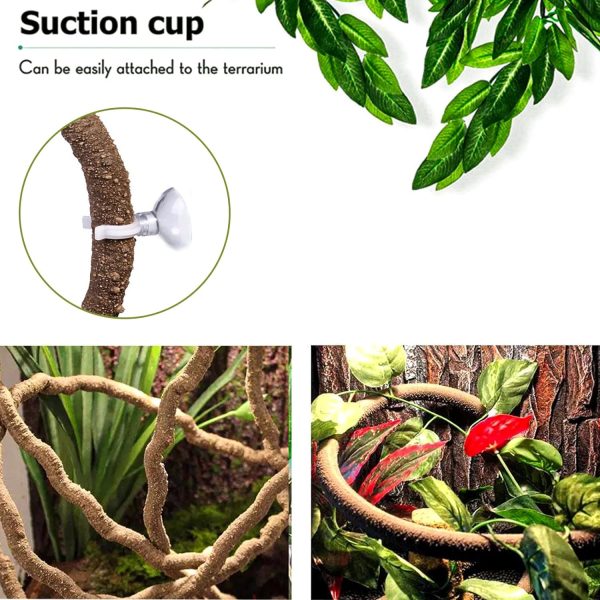 HERCOCCI Reptile Vines, Flexible Jungle Climbing Vines Terrarium Plastic Plants and Leaves Tank Accessories Decor for Gecko Snake Lizard Bearded Dragon Hermit Crab Frog - Image 6