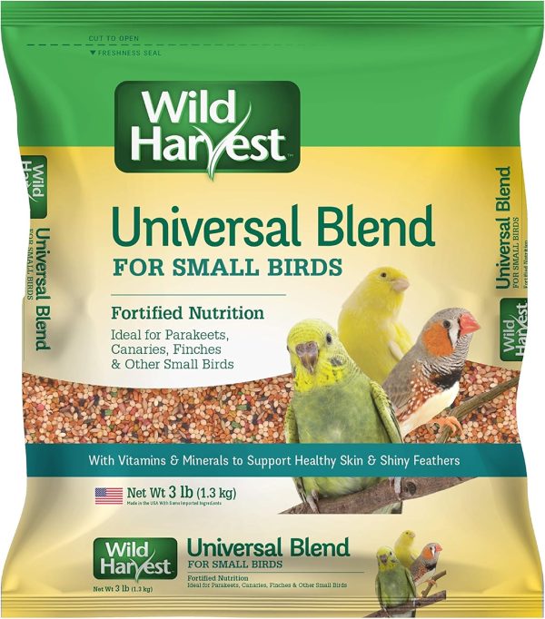 Wild Harvest Universal Blend For Small Birds, Daily Blends for Parakeet, Canaries, Finches, Cockatiel, and Parrots, 3 Pounds, Foritified Nutrition