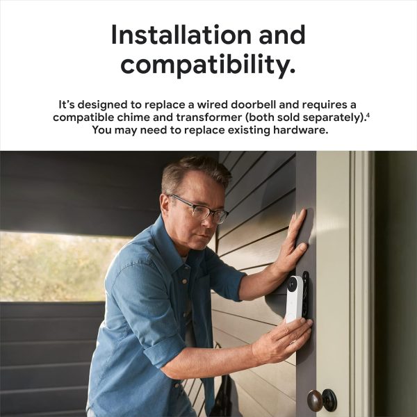 Google Nest Doorbell - (Wired, 2nd Gen) - Wired Video Doorbell Camera - Doorbell Security Camera - Ash - Image 8