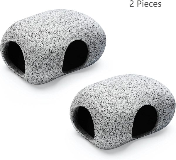 2PCS Aquarium Hideaway Rocks for Aquatic Pets to Breed, Play and Rest, Safe and Non-Toxic Fish Tank Ornaments, Ceramic Decor Rocks for Betta - Image 3