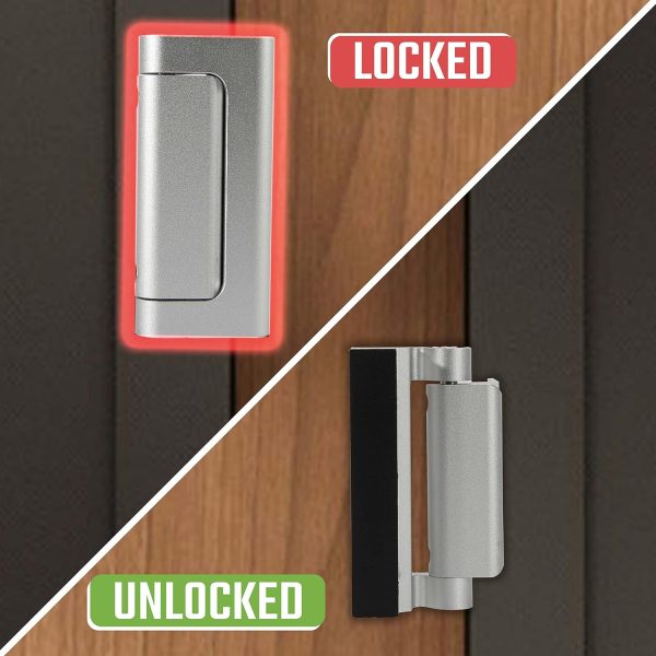 3PACK Home Security Door Reinforcement Lock Childproof, Add High Security to Home Prevent Unauthorized Entry, Aluminum Construction Finish, Silver - Image 9