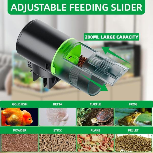 FREESEA Automatic Fish Feeder for Aquarium: Auto Fish Food Dispenser with Timer for Small Tank Betta Turtle - Battery Vacation Self Feeding for Flakes - Image 3