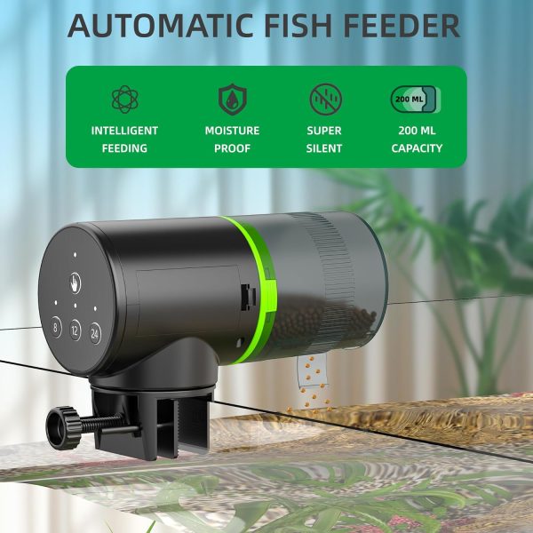 FREESEA Automatic Fish Feeder for Aquarium: Auto Fish Food Dispenser with Timer for Small Tank Betta Turtle - Battery Vacation Self Feeding for Flakes - Image 2