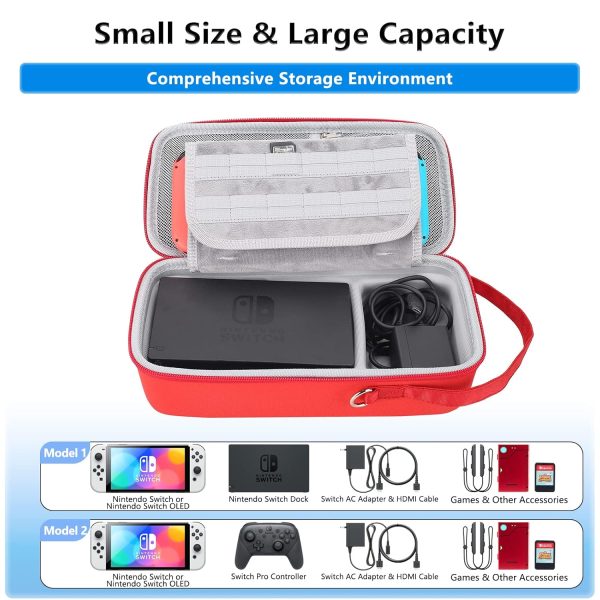 Mario Carry Case for Nintendo Switch/Switch OLED - Built-in Stand Compatible with Switch AC Adapter, Switch Dock or Pro Controller, Portable Travel Case for Switch Console Pro Controller Accessories - Image 3