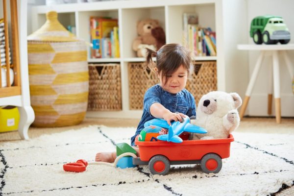 Green Toys Wagon, Orange - Pretend Play, Motor Skills, Kids Outdoor Toy Vehicle. No BPA, phthalates, PVC. Dishwasher Safe, Recycled Plastic, Made in USA. - Image 3