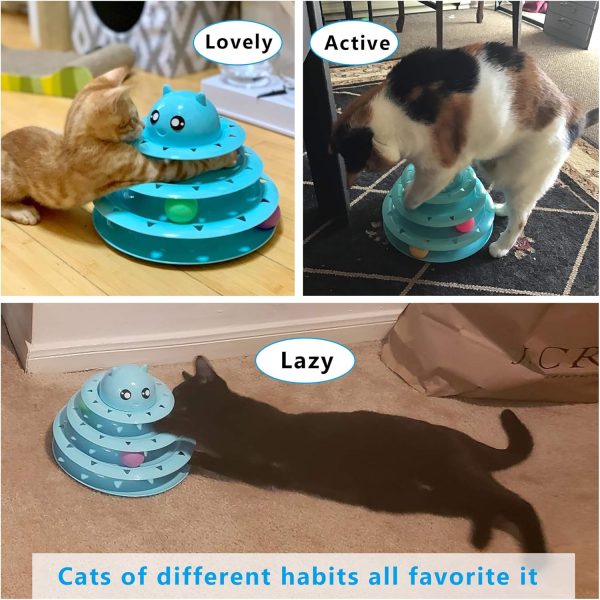 UPSKY Cat Toy Roller 3-Level Turntable Cat Toys Balls with Six Colorful Balls Interactive Kitten Fun Mental Physical Exercise Puzzle Kitten Toys - Image 6