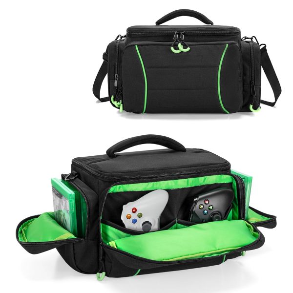 PGmoon Game Console Carrying Case Compatible with Xbox Series X, Portable Carry Bag with Enough Storage Rooms for Controllers, Discs, Cables, and More. (Patent Design)