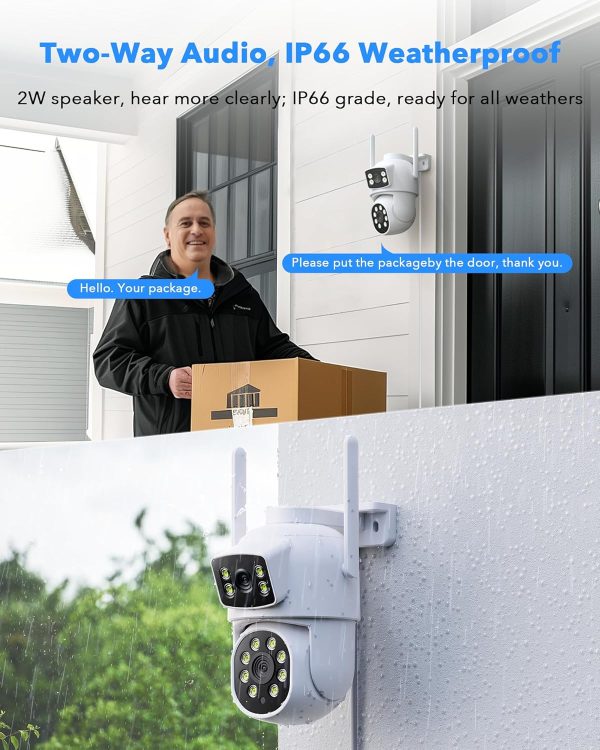 CAMCAMP Wireless Security Camera System with 10.1" Monitor, 4pcs 2K Dual Lens 2.4G&5G WiFi Pro Outdoor PTZ Camera, 2-Way Audio, Color Night Vision, Auto Tracking,24/7 Record,500GB HDD,10CH Expandable - Image 7