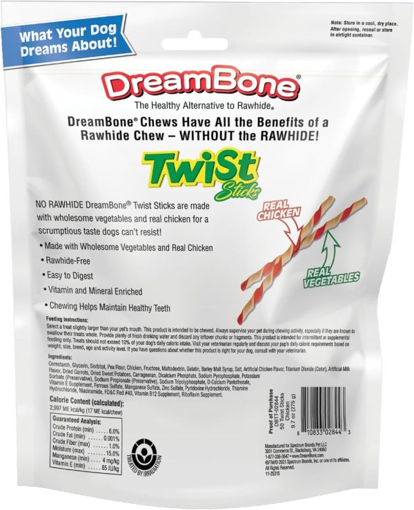 DreamBone Twist Sticks, Made With Real Chicken, Rawhide-Free Chews for Dogs, 50 Count - Image 2