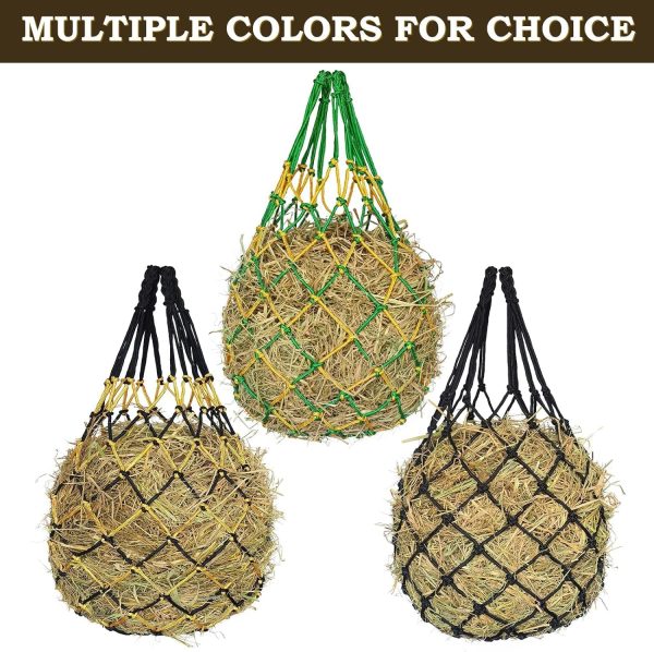 2PCS Hay Net for Horses,Slow Feed Hay Bag for Horses Goat Sheep,Hanging Hay Feeder Bag for Horses Stable Stall Paddock Rest Toy - Image 6