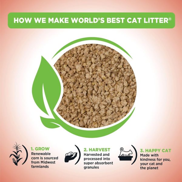 World's Best Cat Litter Multiple Cat Unscented, 32-Pounds - Natural Ingredients, Quick Clumping, Flushable, 99% Dust Free & Made in USA - Long-Lasting Odor Control & Easy Scooping - Image 4