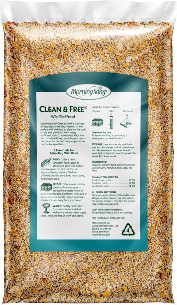 Morning Song Clean & Free Shell Free Wild Bird Food, Premium No Mess Bird Seed for Outside Feeders, 10-Pound Bag - Image 2