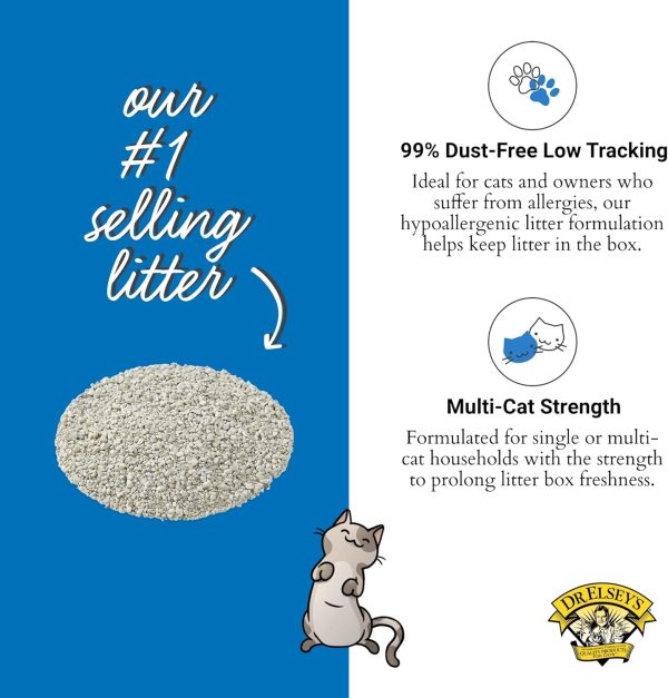 Dr. Elsey's Cat Litter - Premium Unscented Cat Litter w/ Natural Ingredients - Low Dust Superior Odor Control Cat Litter - Hard Clumping Moisture Absorbing Clay Multi Cat Litter (For All Cats - 40lbs) - Image 3