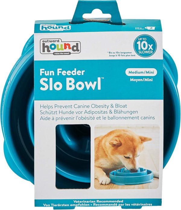 Outward Hound Fun Feeder Slo Bowl, Slow Feeder Dog Bowl, Medium/Mini, Turquoise - Image 2