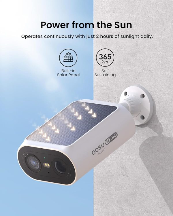 AOSU Solar Security Cameras Wireless Outdoor, 2Mins DIY Installation, No Subscription Cameras for Home Security System, 2K Color Night Vision Spotlight Camera, Local Storage, 5G& 2.4G WiFi, 2 Cam-kit - Image 5