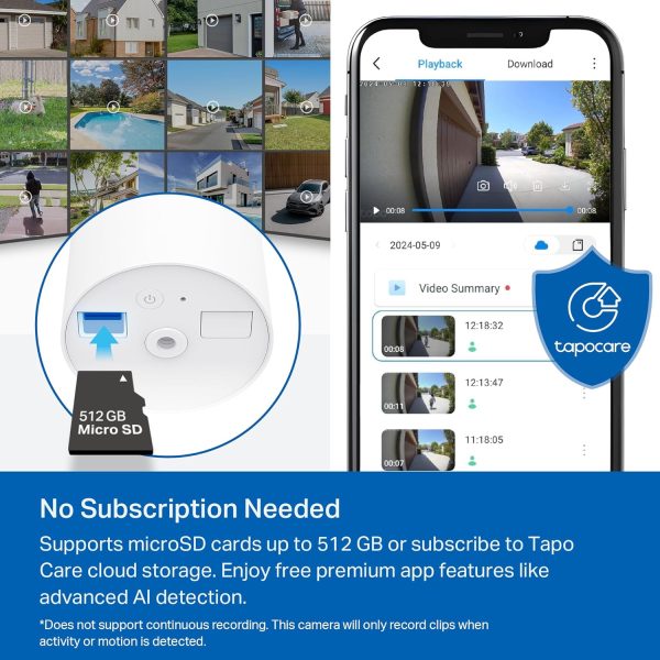 TP-Link 𝗧𝗮𝗽𝗼 SolarCam C402 Kit, Outdoor Battery Camera w/Solar Panel Base, Wireless, 1080P, Free Person/Vehicle Detection, SD/Cloud Storage, Color Night Vision, No Hub Needed, Works w/Alexa - Image 6