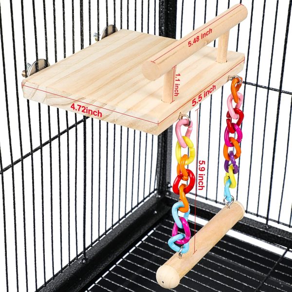 Bird Perches Cage Toys Parrot Wooden Platform Play Gyms Exercise Stands with Acrylic Wood Swing Ferris Wheel Chewing for Animals Green Cheeks, Baby Lovebird, Chinchilla, Hamster Budgie - Image 7