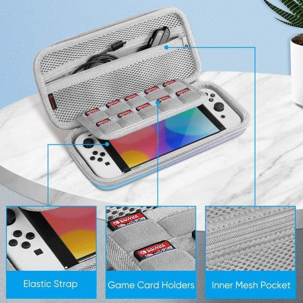 Fintie Carrying Case for Nintendo Switch OLED Model 2021/Switch 2017, [Shockproof] Hard Shell Protective Cover Travel Bag w/10 Game Card Slots for Switch Console Joy-Con & Accessories - Image 3