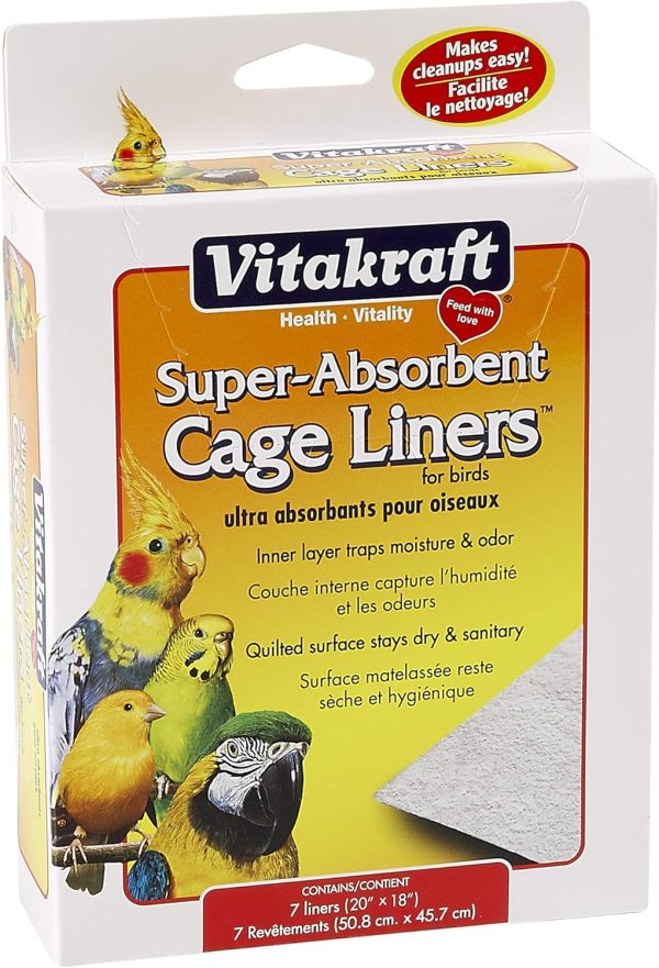 Vitakraft Cage Liners for Birds - For Parrot, Parakeet, Conure, and Cockatiel Cages White 20" X 18"